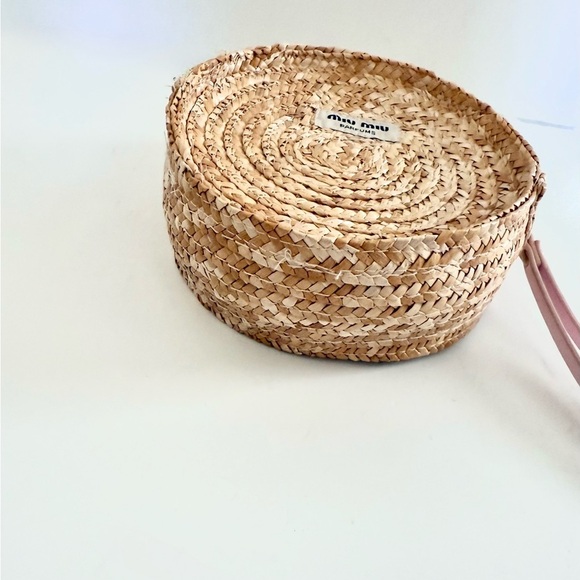 Miu Miu Perfums Straw Woven Round Coin Purse Wristlet Pouchette Wallet - Picture 4 of 8